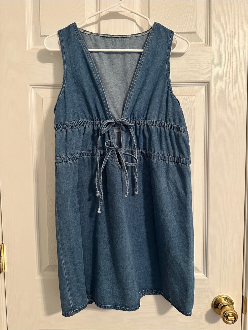 Denim Tie-Front Dress - Blue